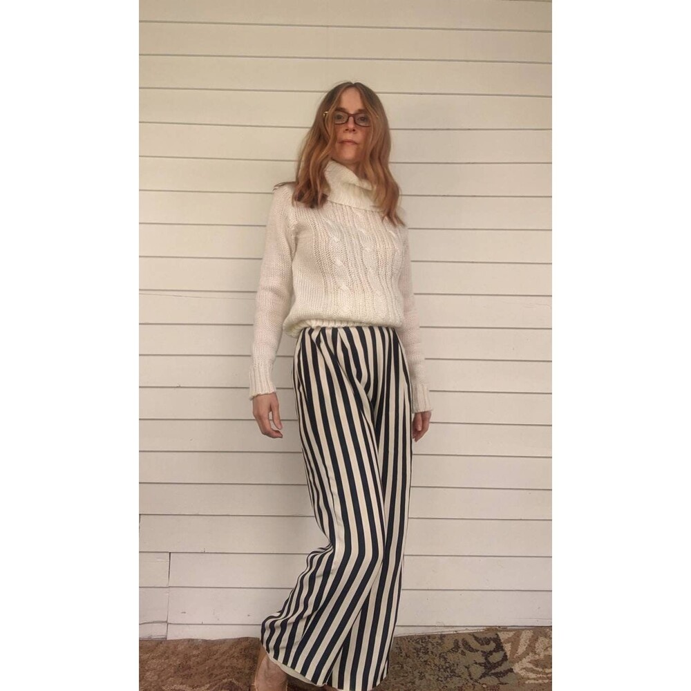 Vintage 80s Turtleneck Sweater Cable Acrylic S M